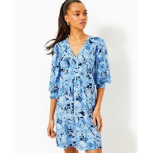 Lilly Pulitzer Olivine‎ Dress Size 14 Blue Coastal Constellation Print NWT